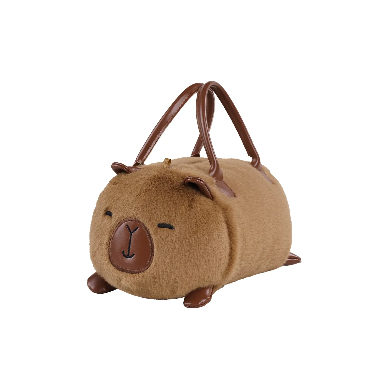 Holding Bamboo Polyester Handbag Large Size Unisex Brown