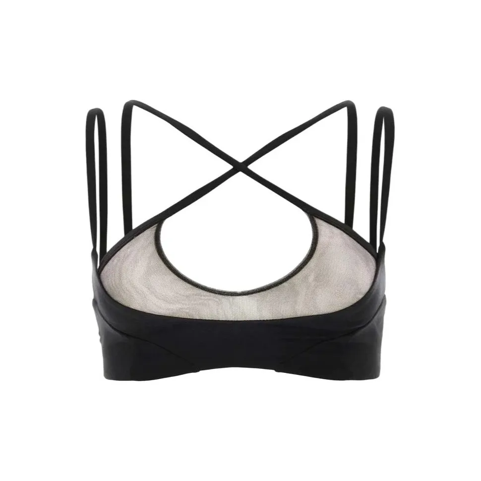 The Attico Mesh panel Criss cross Bralette Top