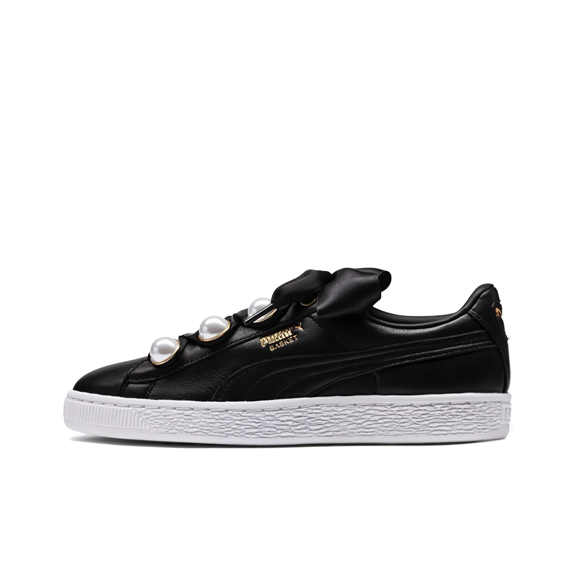 PUMA Basket Series Bling Ribbon Низкие Кроссовки для Скейтбординга Женские Черные