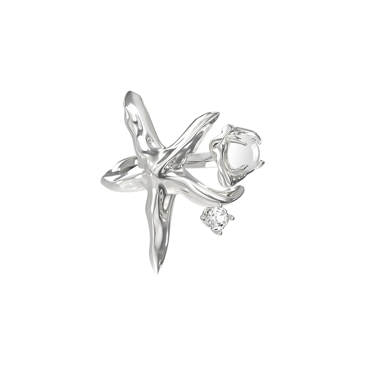 BOONEE Кольца из меди с покрытием из белого золота женские