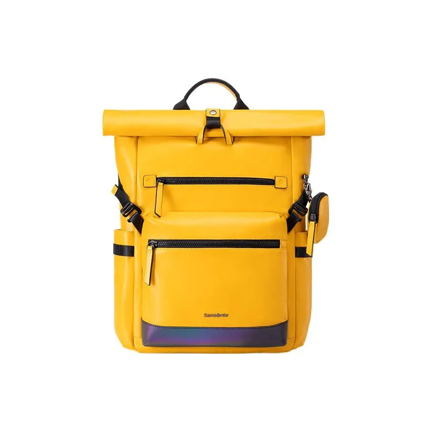 SAMSONITE Рюкзак из коровьей кожи большой мужской желтый