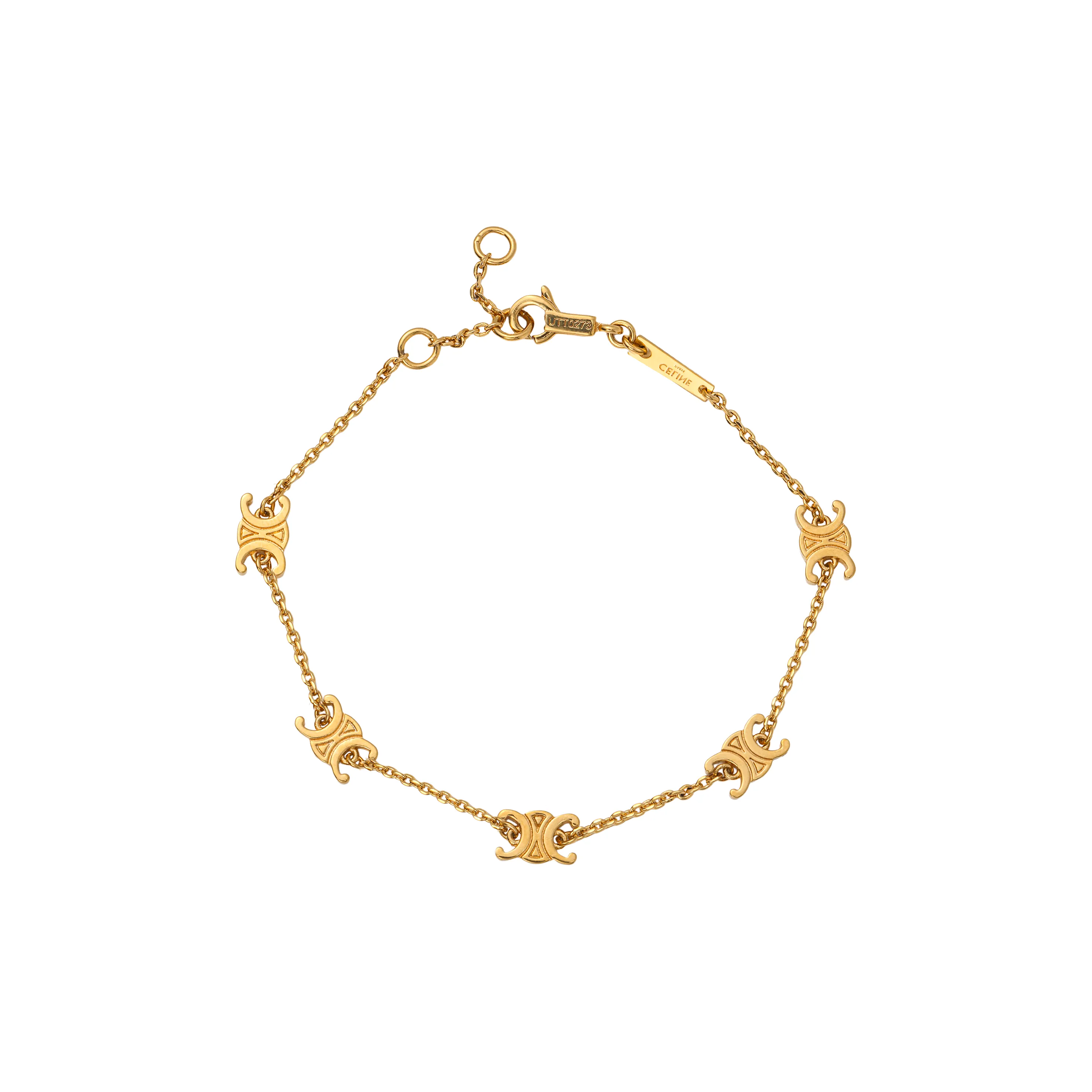celine Hedi Triomphe Mini Triomphe Bracelet In Brass With Gold Finish