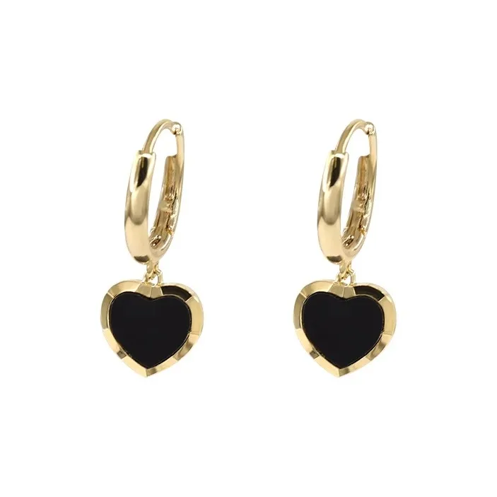 Yi Can Медный Гальванизированный с Настоящим Золотом Серьги-гвоздики Женские Черный