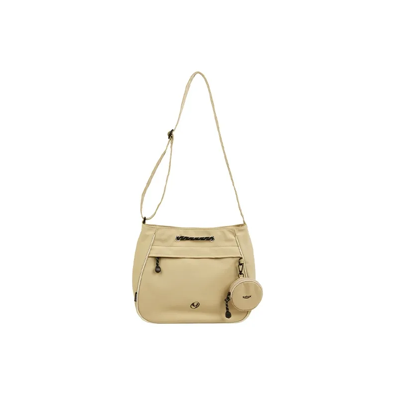 Art Traces Fabric Shoulder Bags Medium Size Unisex Oat Milk