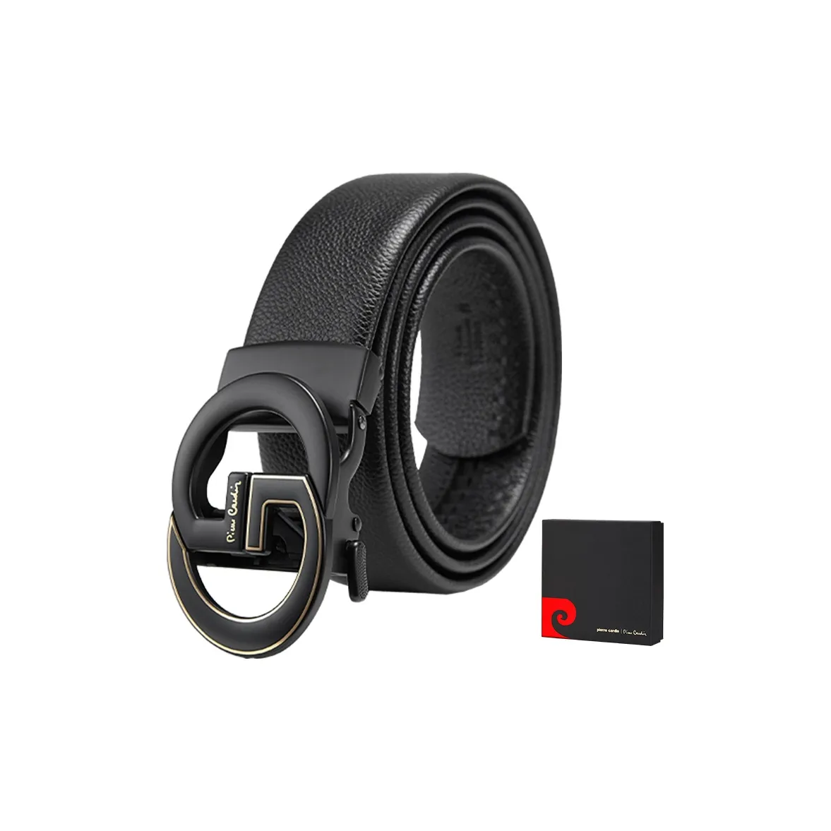 PIERRE CARDIN Top Grain Cow Leather Belt, Boyfriend Belt Gift, Product Men's Black 3.6cm