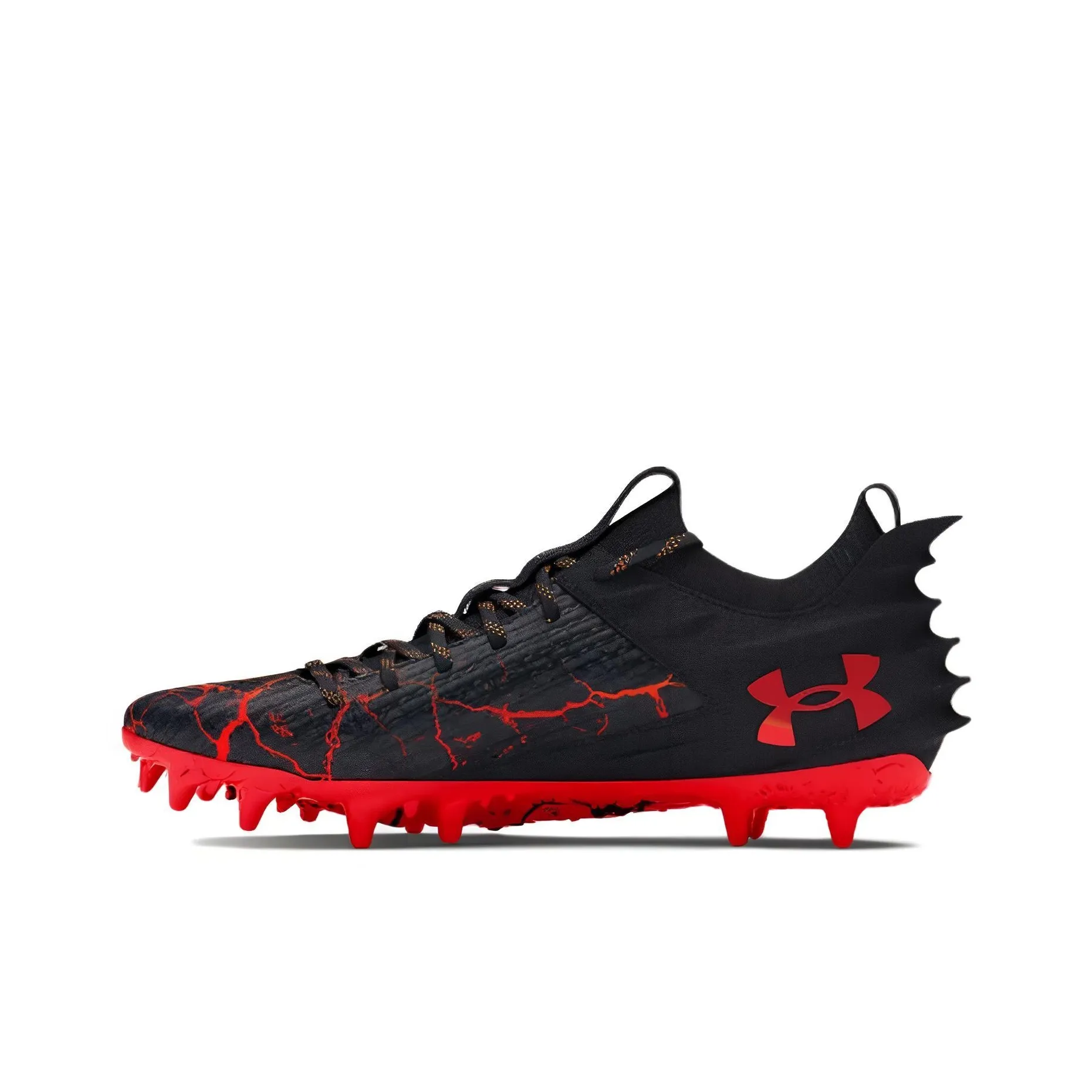 Under Armour Blur Smoke 2.0 MG Rubber Short Studs Cushioning, Wear Resistant Soccer Shoes Men's Black Red