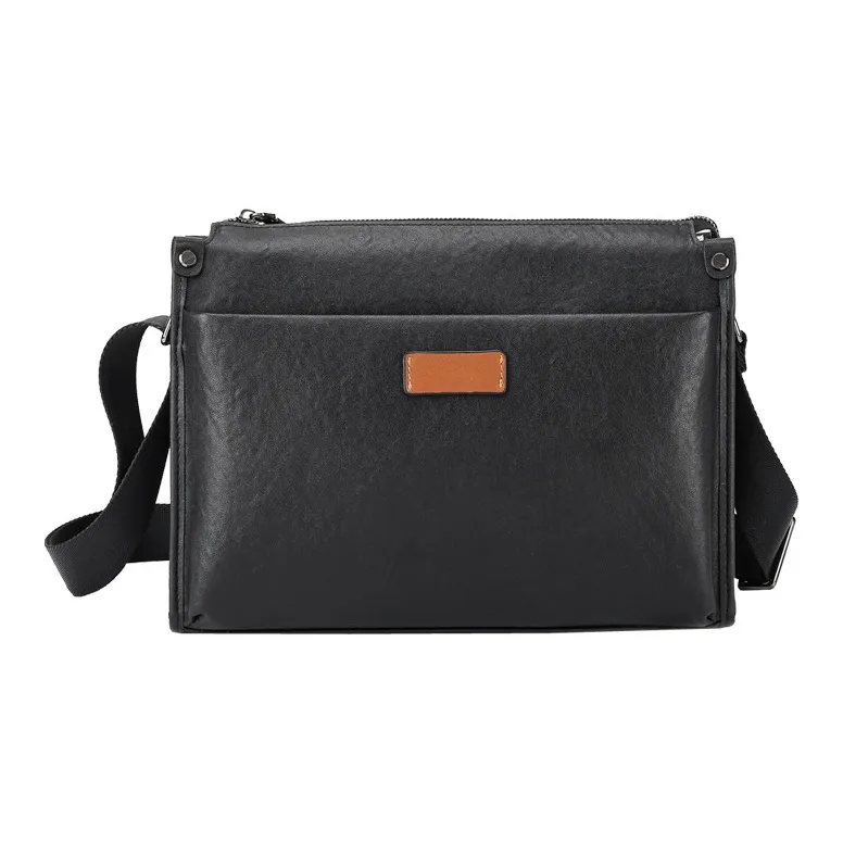 CMLZIUA Сумка через плечо из натуральной коровьей кожи стандартная унисекс черная