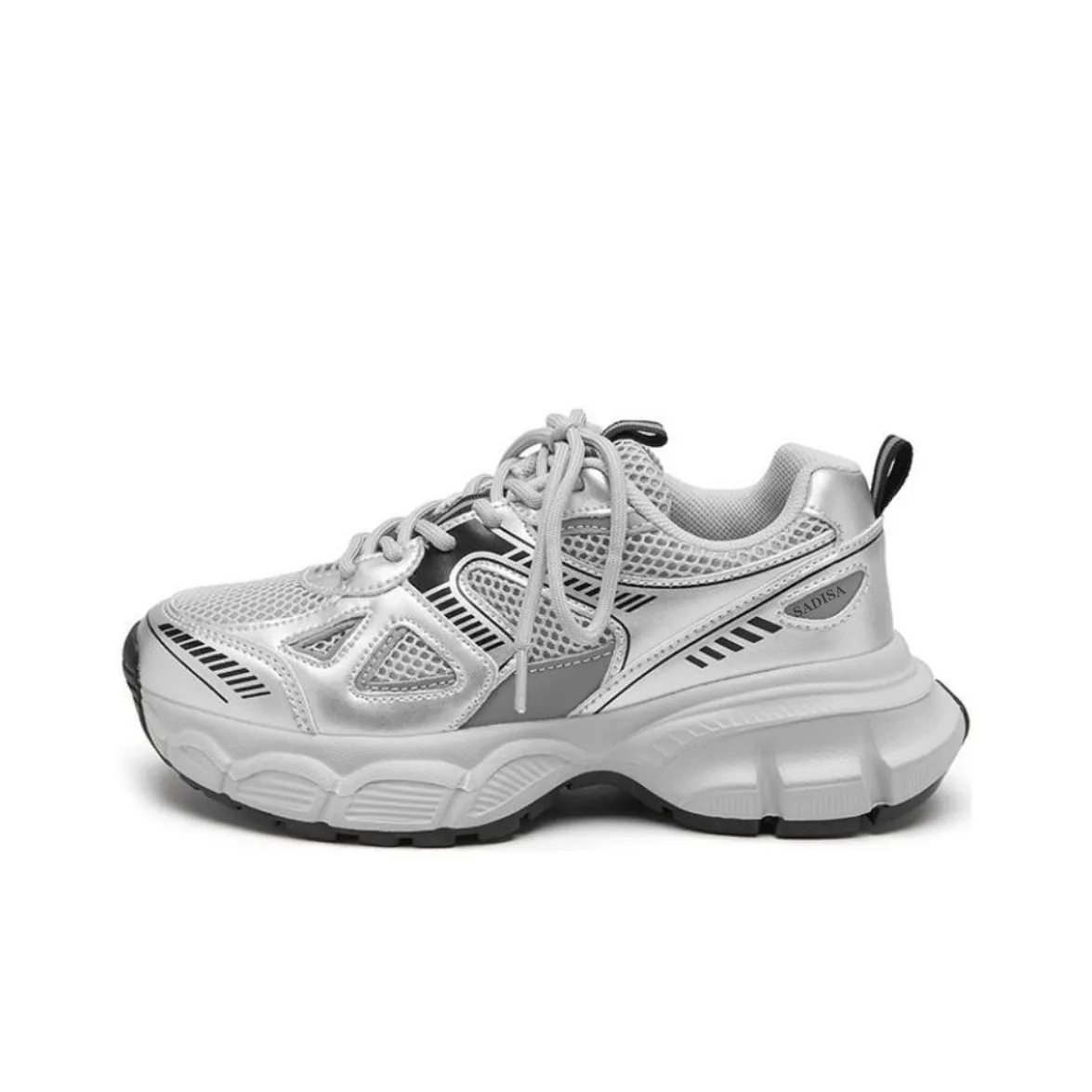 CHERRY KALIKA Амортизаторы Slip-resistant устойчивые к истиранию дышащие низкий топ кроссовки с толстой подошвой женские серебристые