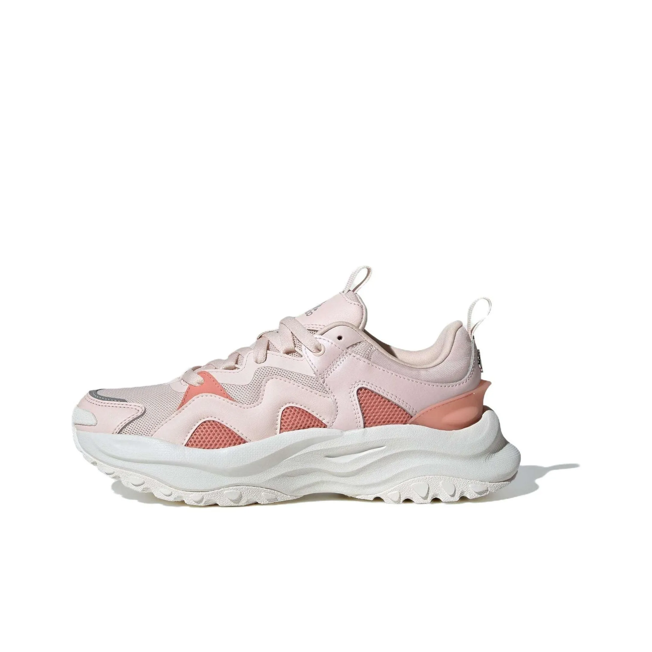 Adidas Maxxwavy Амортизация Износостойкий Низкий Топ Толстая Подошва Кроссовки Женские Белые Розовые