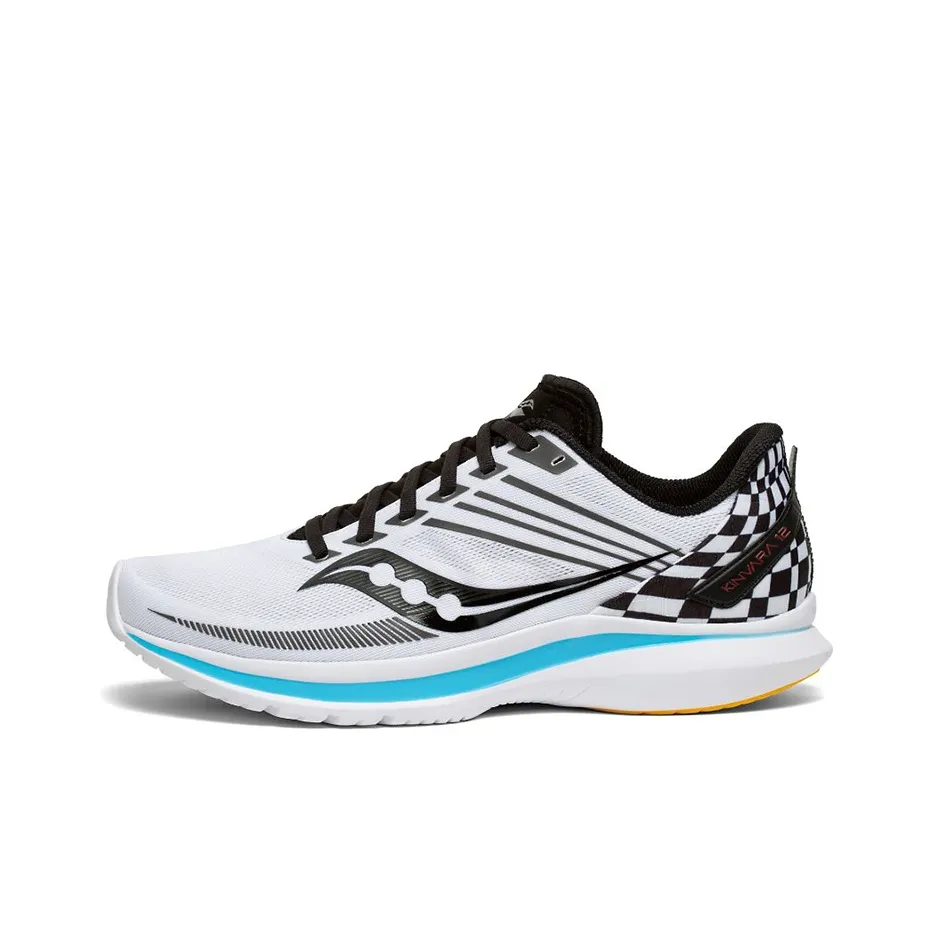 Saucony Kinvara 12 Blossom Cushioning Anti Slip And Wear Resistant Low Top Running Shoes Men's White Black Standard M