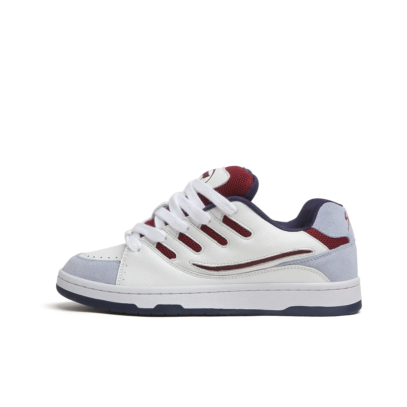 SINPERCO Anti-Slip Wear-Resistant Low-Top Skateboard Shoes Unisex White Blue