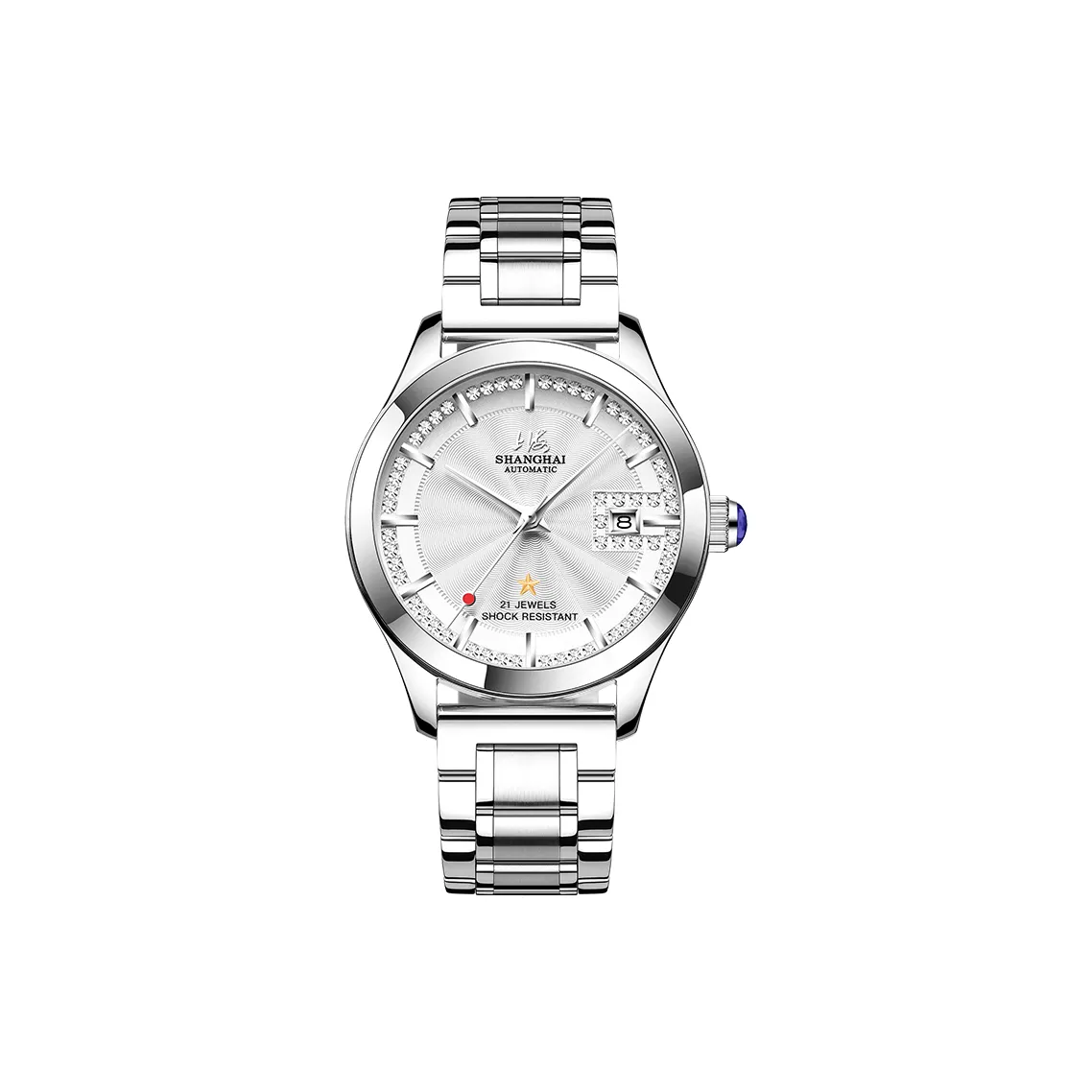 SHANGHAI National Automatic Mechanical Movement Stainless Steel Watchband Watch Men's Watches Silver Dial SH933 2