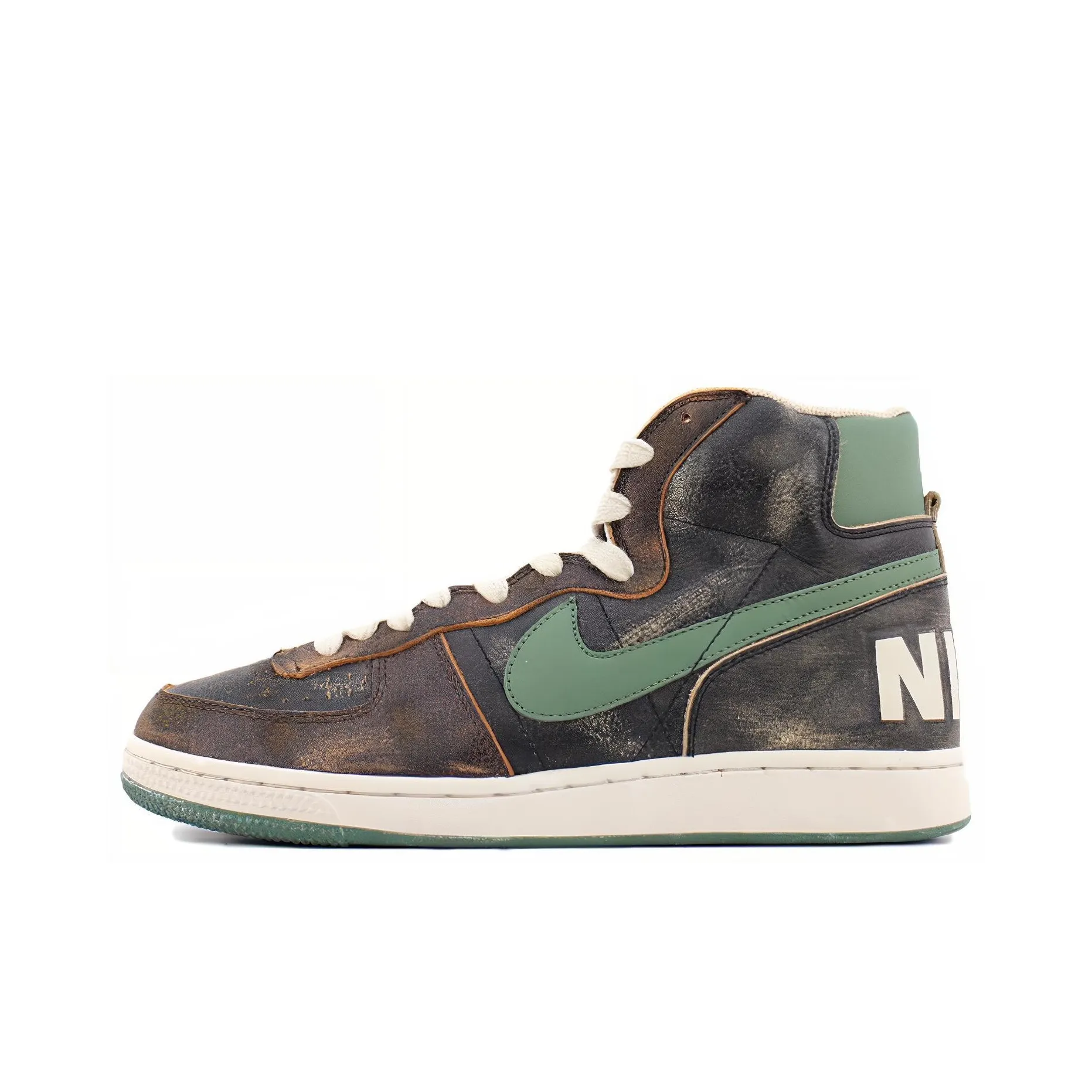 Nike Terminator High Премиум Амортизация Высокий Топ Винтажные Баскетбольные Кроссовки Мужские Черные Зеленые