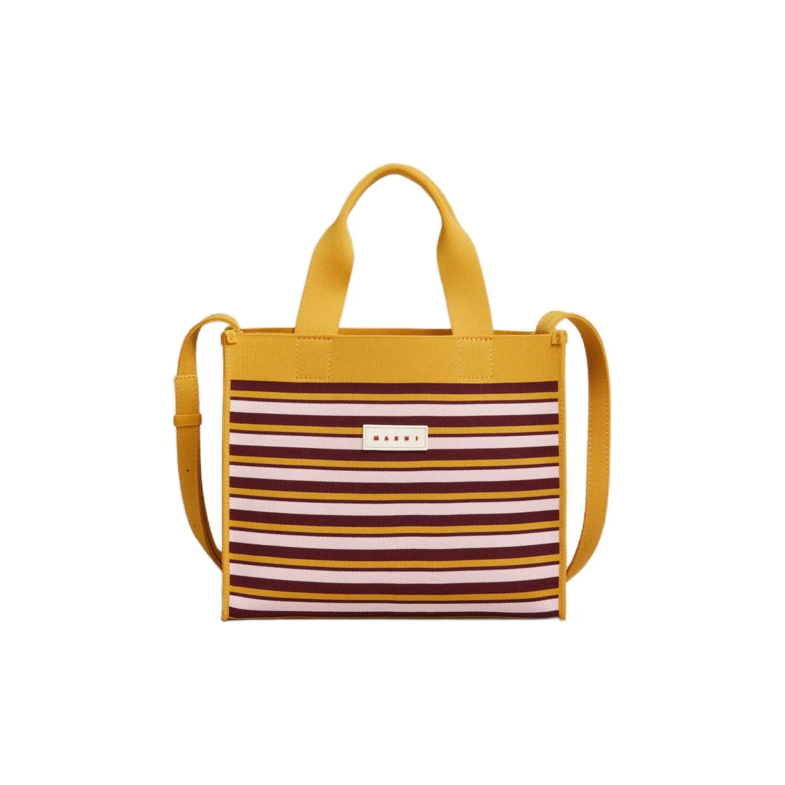 MARNI Polyester Tote Bag Shopping Bag Shoulder Bag Handbag Small Size Women's Orange & Burgundy & louis