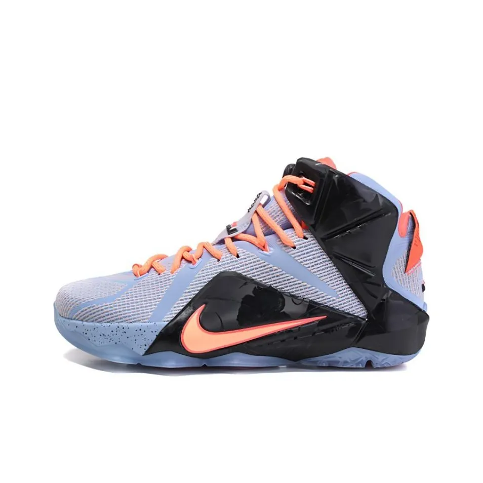Nike Lebron 12 Easter Non slip Lightweight Mid Top Performance Basketball Shoes Men's Black Purple