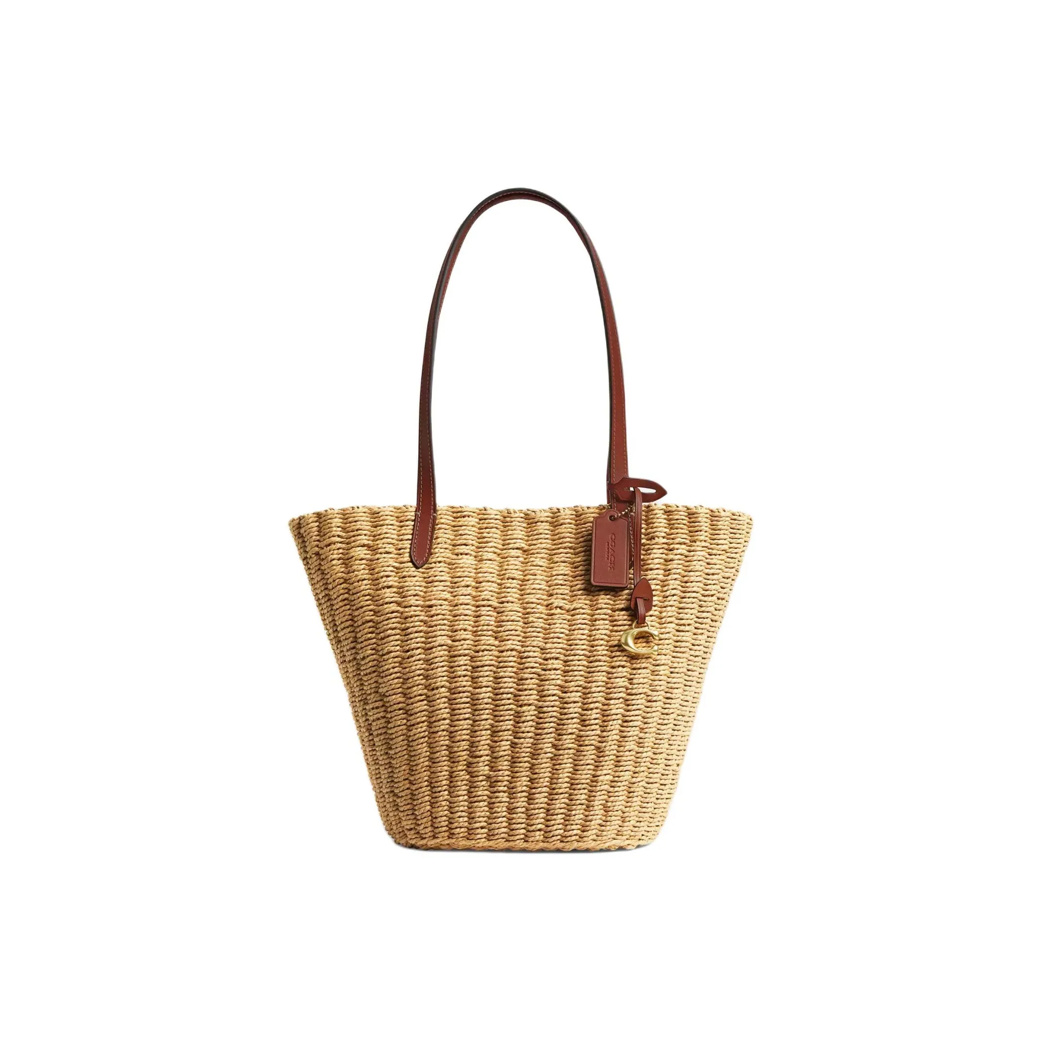 COACH Straw One Shoulder Handbag Small Size Women's Natural