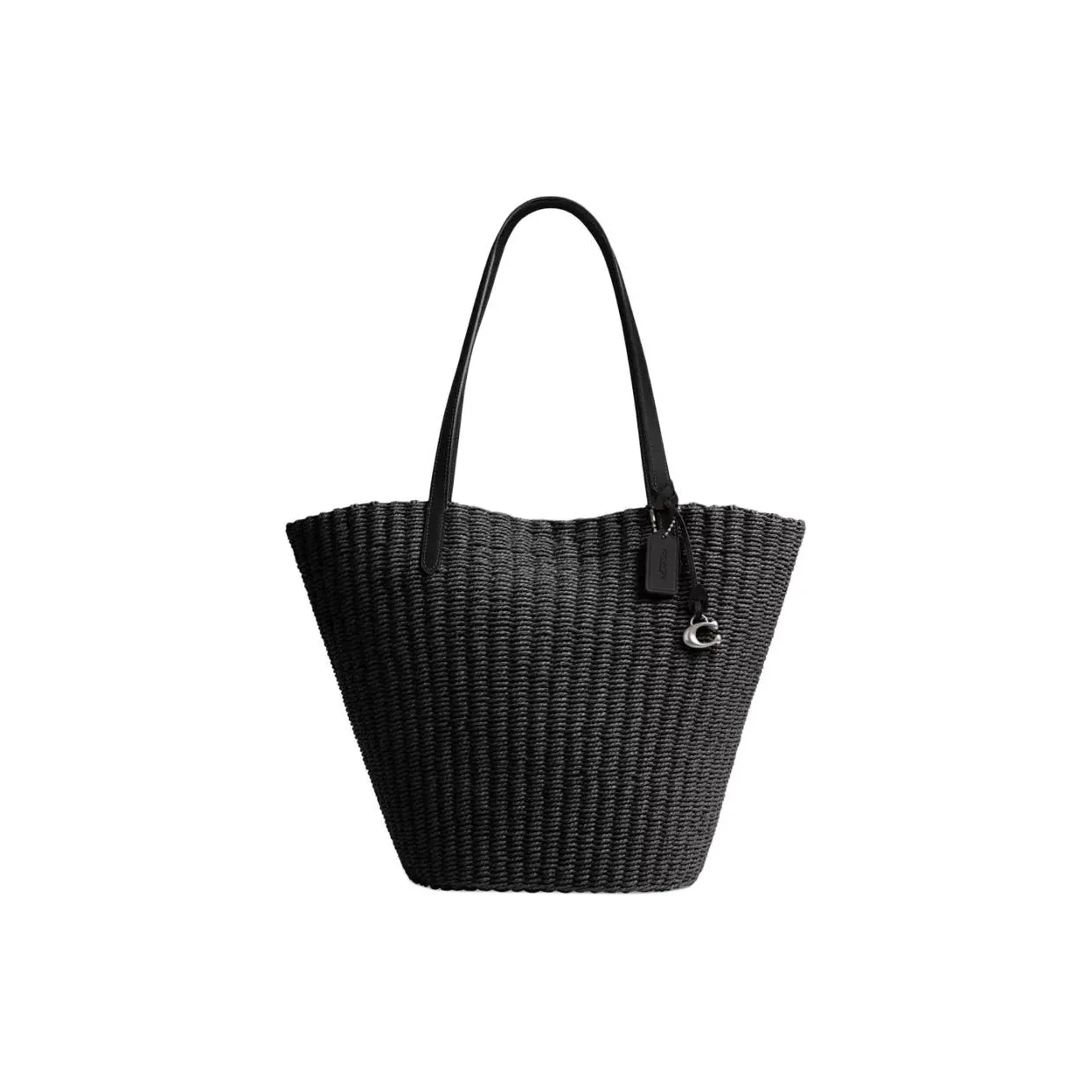 COACH Straw Handbag, Shoulder Bag Women's Black