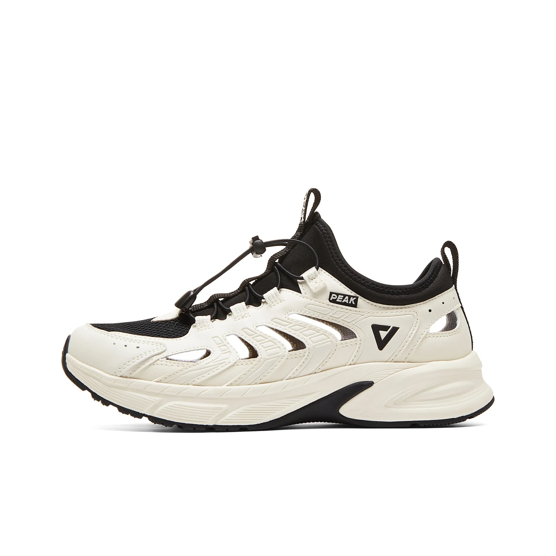 PEAK Shock Absorbers Slip Resistant, Abrasion Resistant, Breathable Low Top Running Shoes Men's Ecru Black