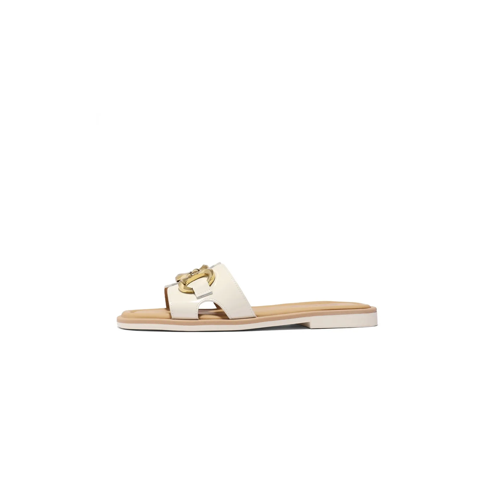 BELLE Rubber Sole Metal Slip-Resistant Abrasion-Resistant Slide Slippers Women's Ecru Apricot