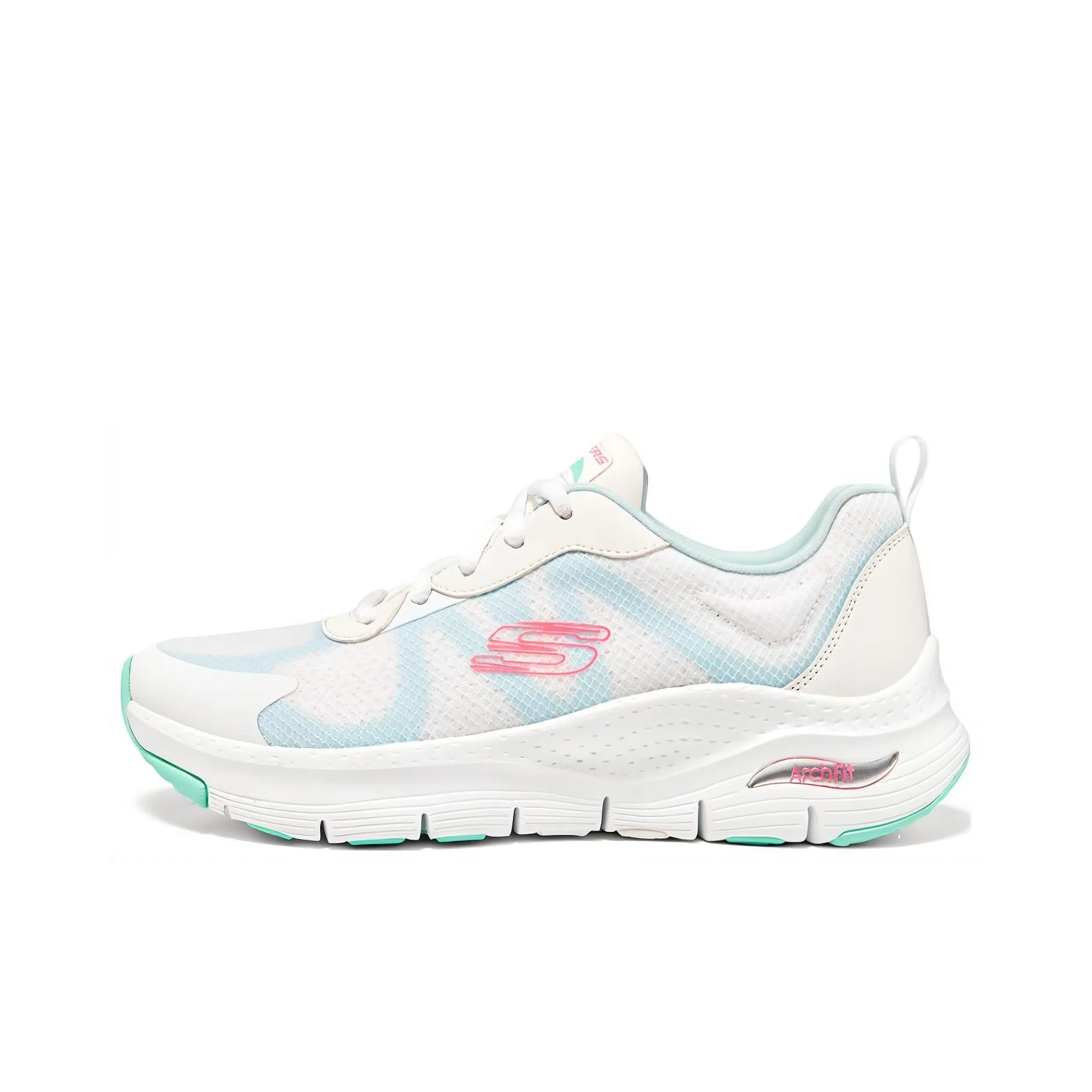 SKECHERS SPORT Низкий топ Повседневная обувь Женская Белый Циан