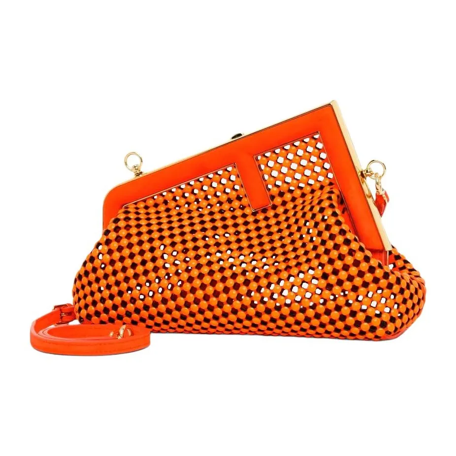 FENDI First Suede One Shoulder Crossbody Clutch Trumpets Women's Red
