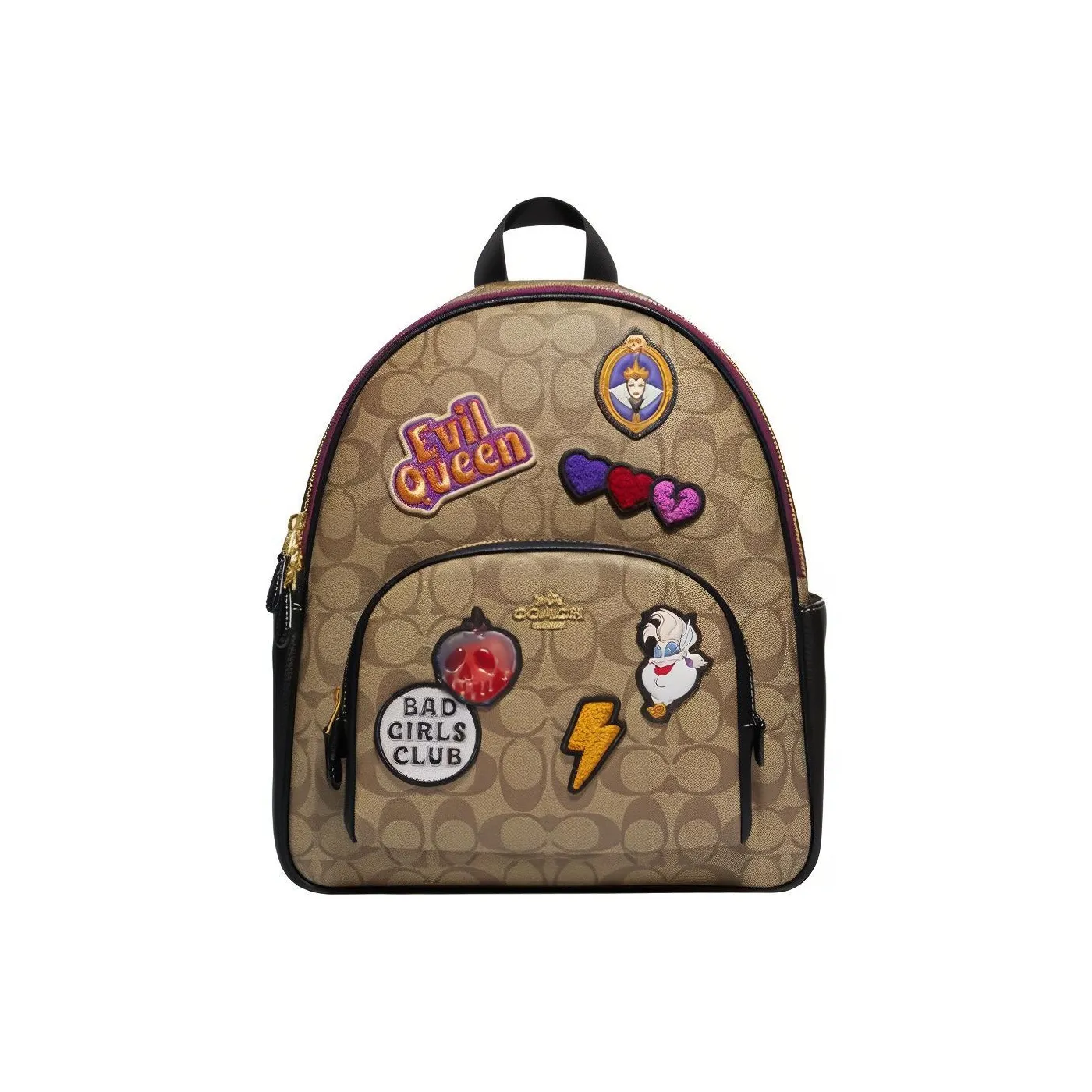 COACH Disney, Collaboration Court Fabric With Cow Leather Backpack Tubas Women's Khaki