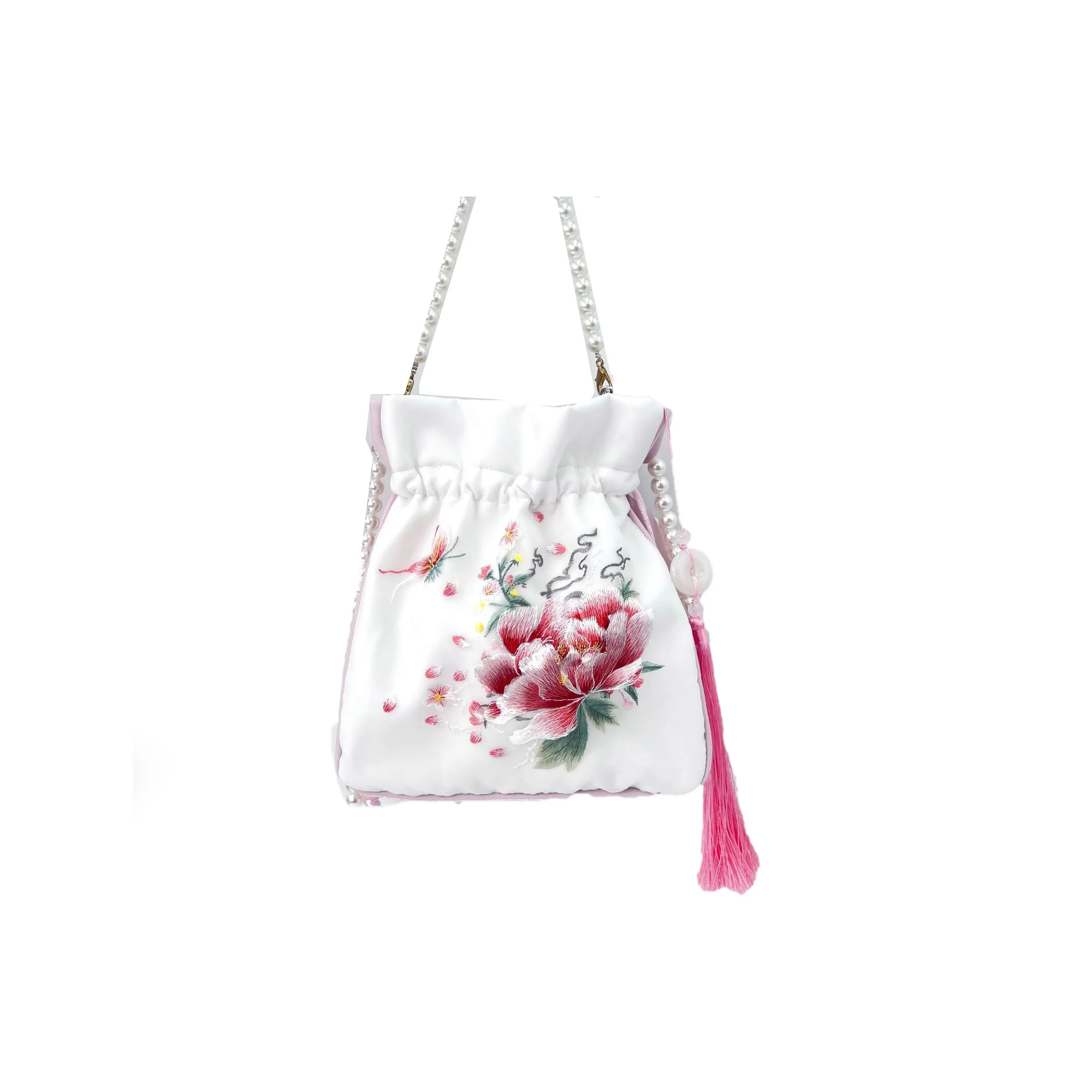 Boniu Metallic Yarn Satin, Silk One Shoulder Crossbody Handbag Medium Size Women's