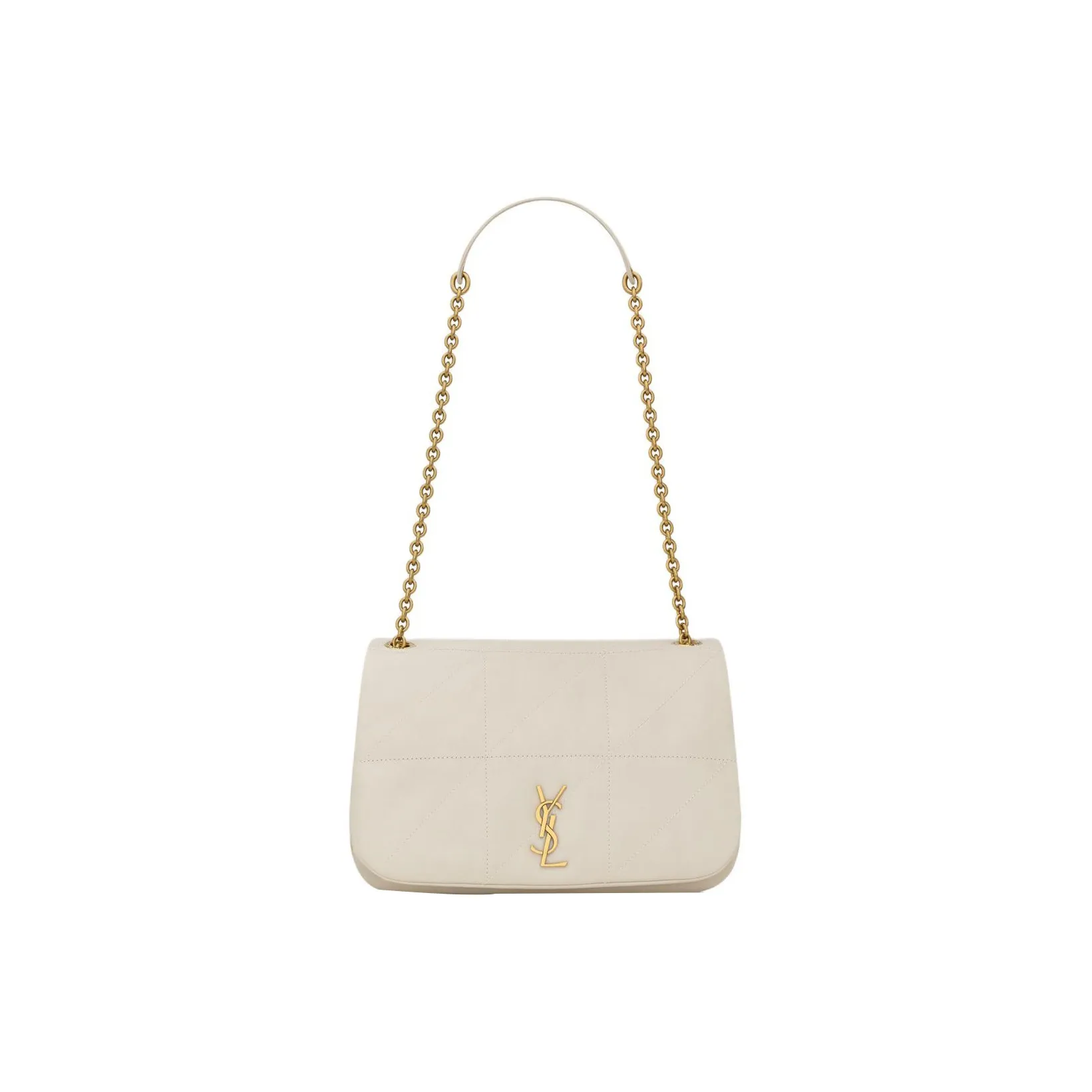 SAINT LAURENT Lambskin Shoulder Bag, Crossbody Bag, Handbag Trumpets Women's Vintage White