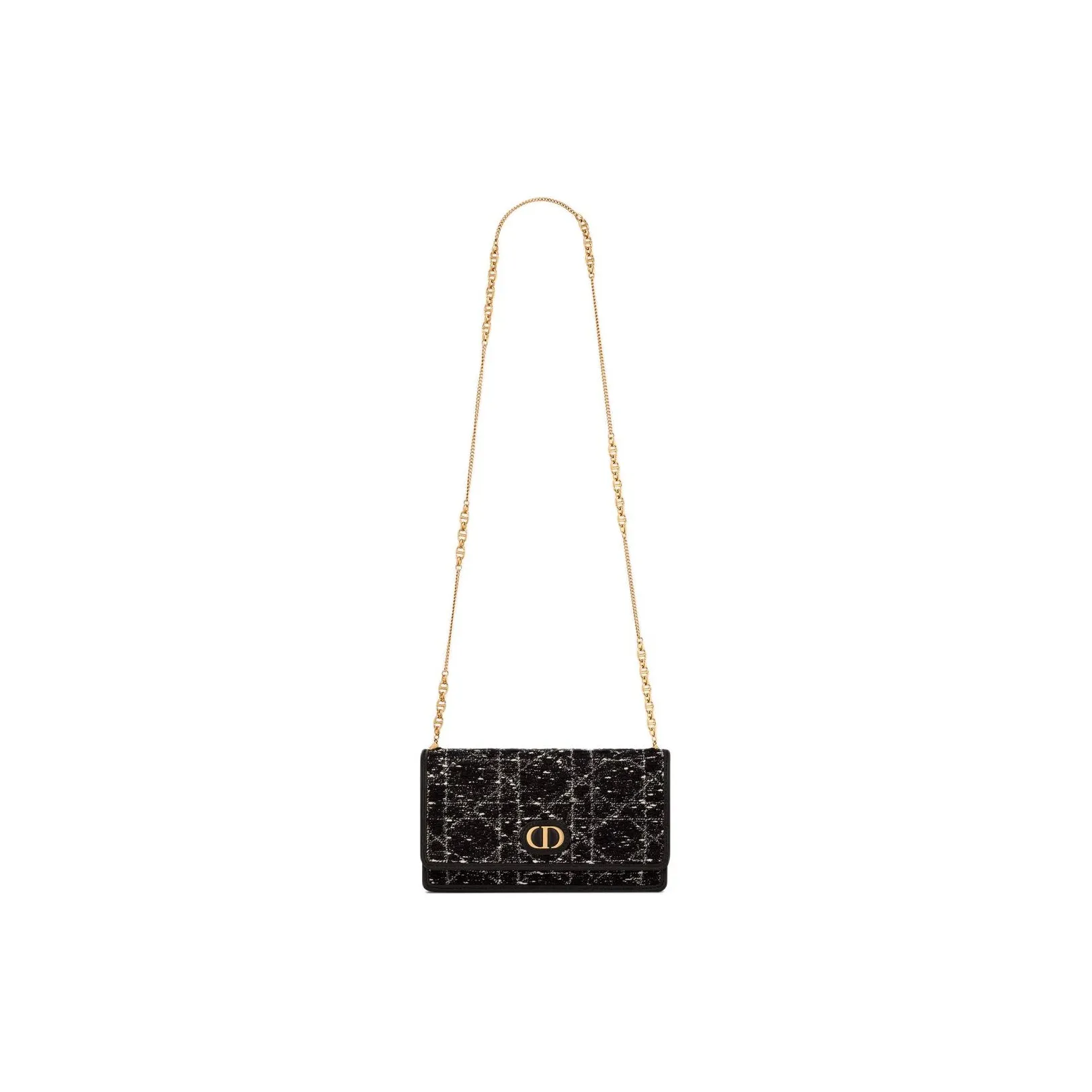 DIOR Caro Embroidery One Shoulder Crossbody Clutch Women's Black