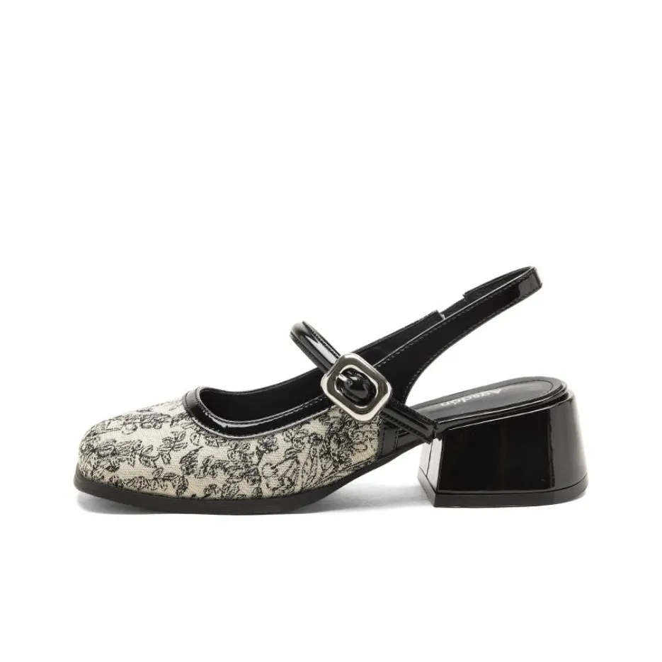 AGSDON One Ремешок Сандалии 5 см Женские Бежевый Черный