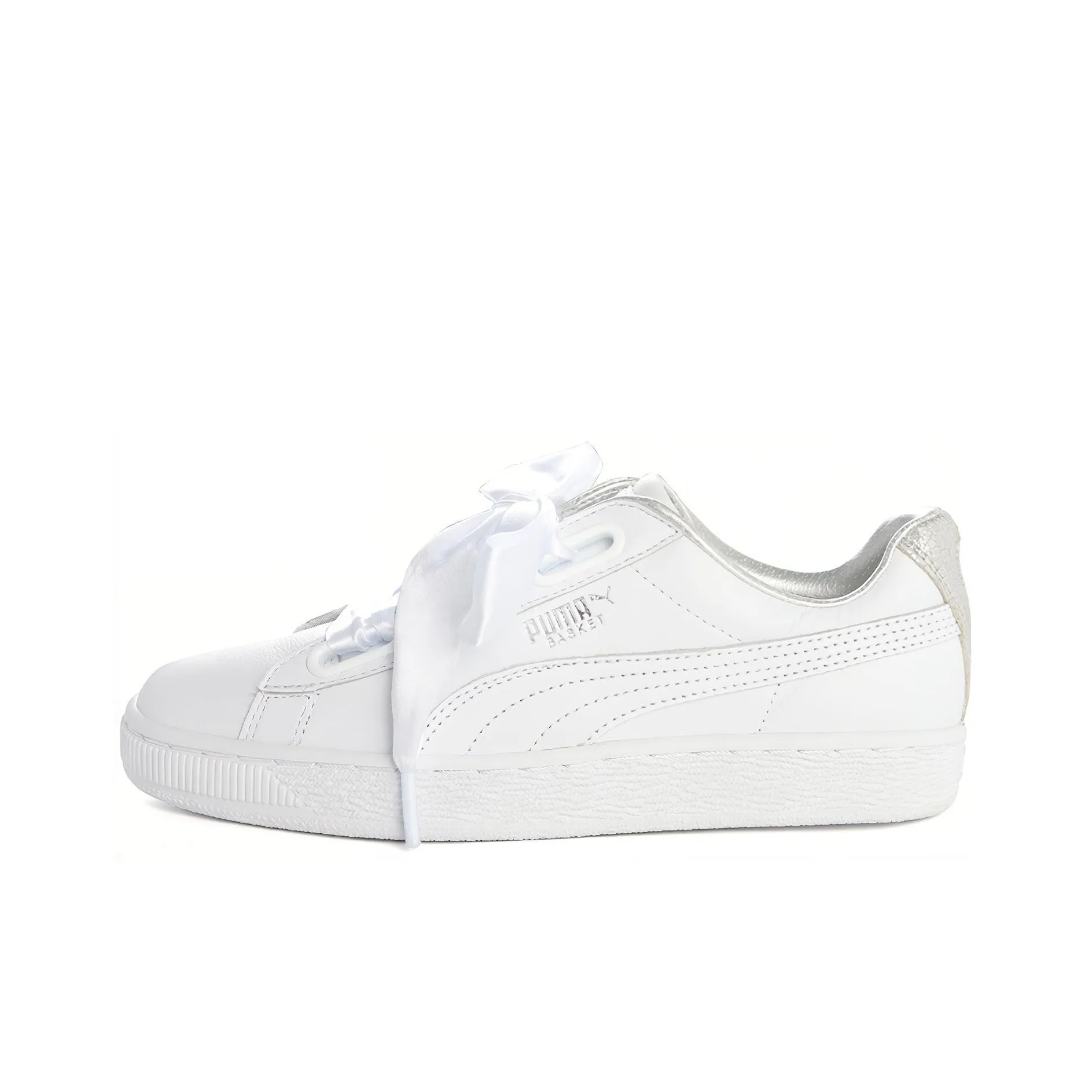 PUMA Suede Heart Low Top Скейтборд Кроссовки Женские Белые Серебряные