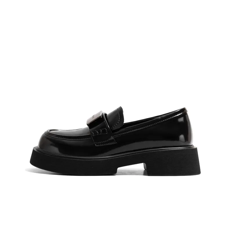 Old Meow Preppy Style Commute Platform Loafers 4cm Women's Black