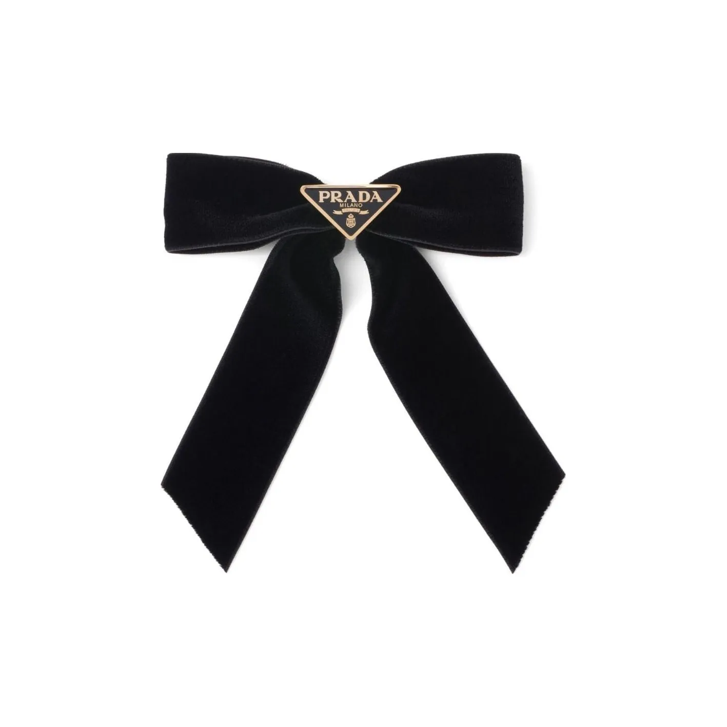 PRADA Triangle logo Bow Velvet Hair Clip