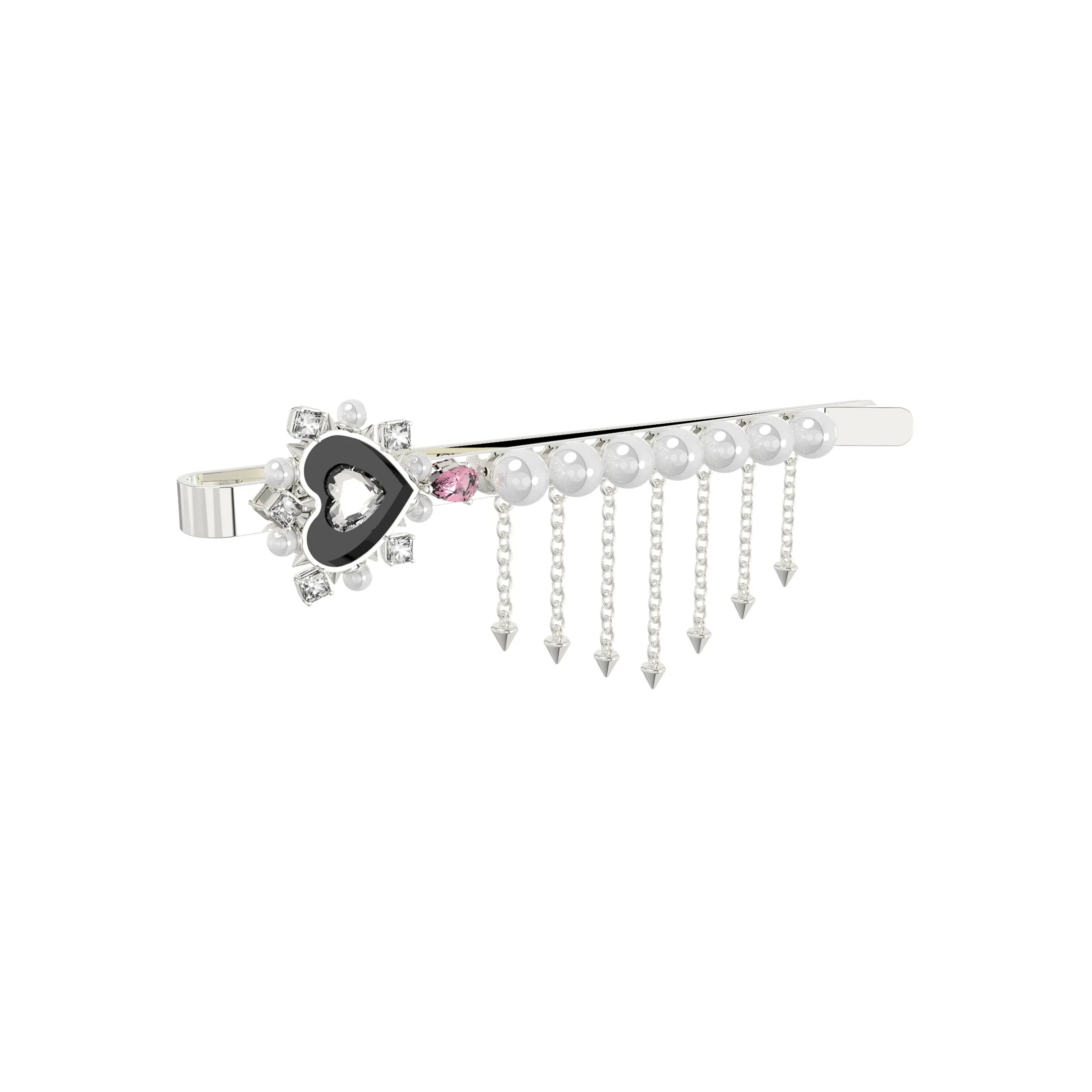 KOOKISS Hair Clips Women's Silver Heart Stud Fringe