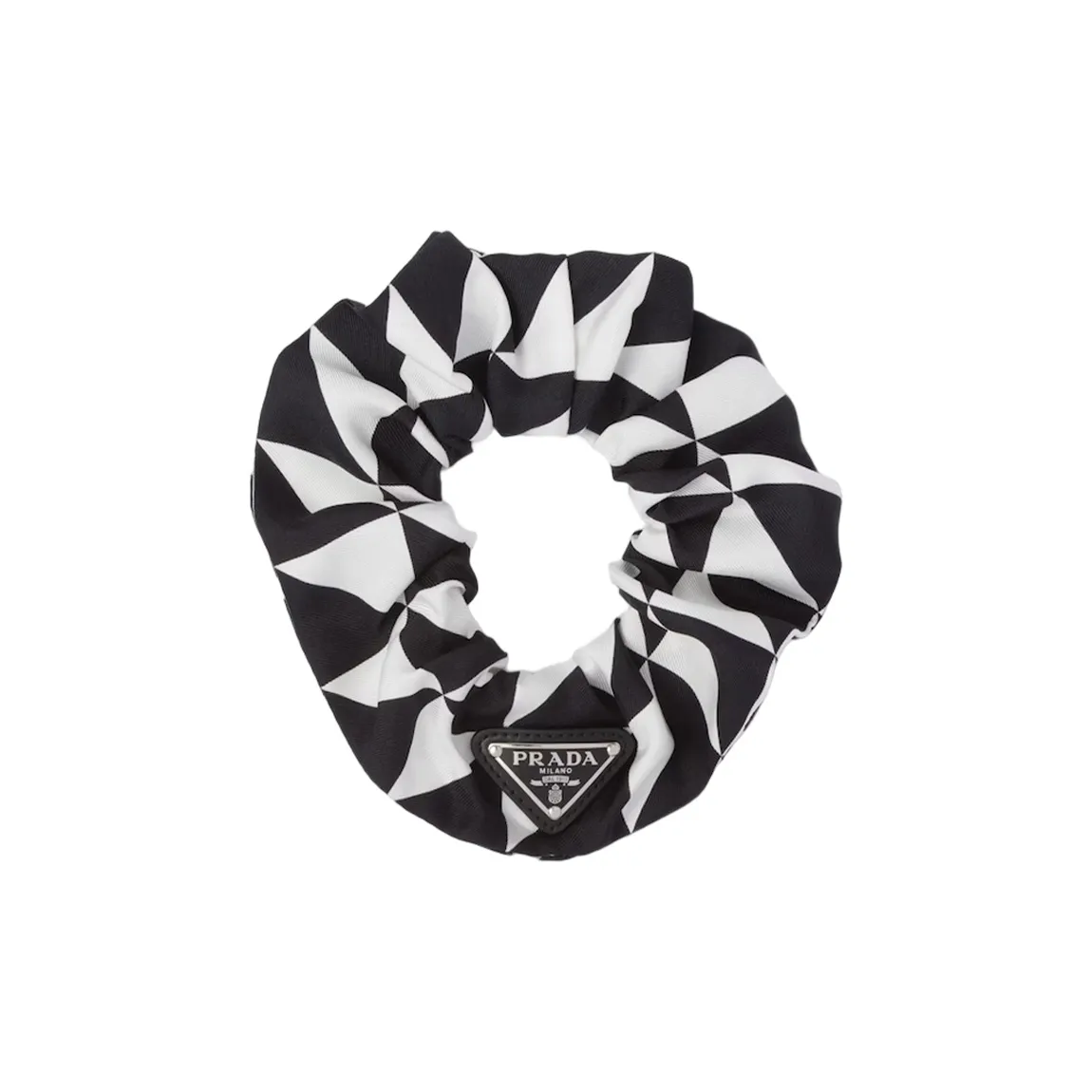 PRADA Ткань, Эмаль, Металл, Резинки-спирали для волос, Черный/Белый, Женские
