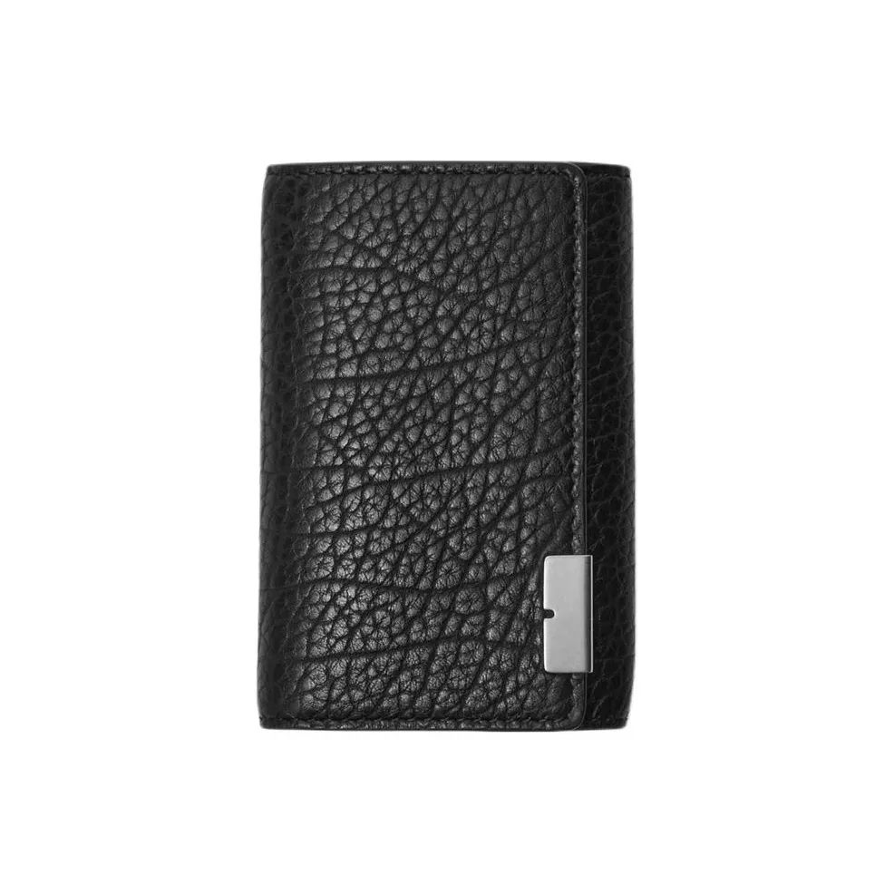 Burberry Grain Leather With Calfskin Key Pouch Unisex Black