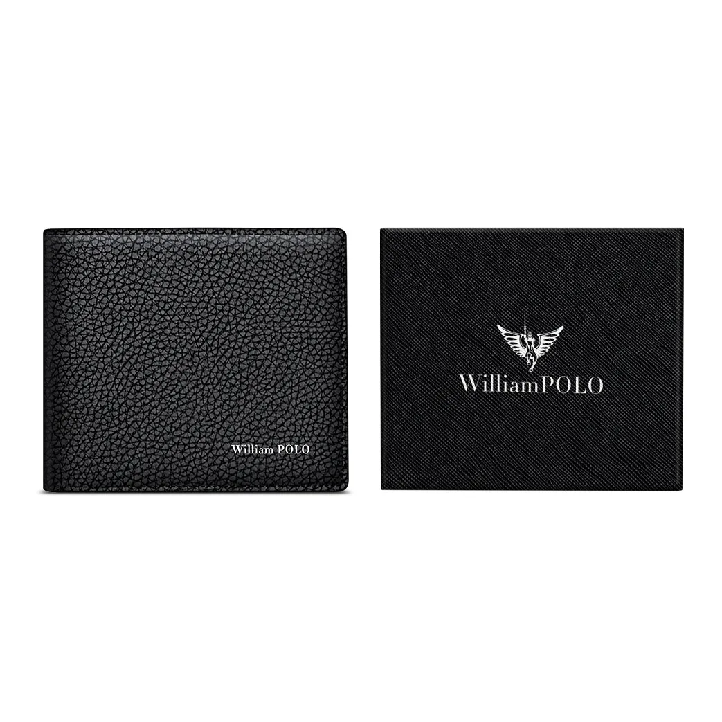 WilliamPOLO Кошелек из натуральной коровьей кожи мужской черный