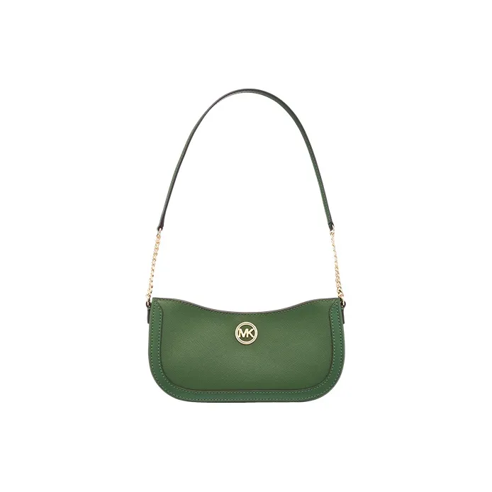 MICHAEL KORS Leather Crescent Bag Shoulder Bag Small Size Women's Leather Brown/Milk White/Green