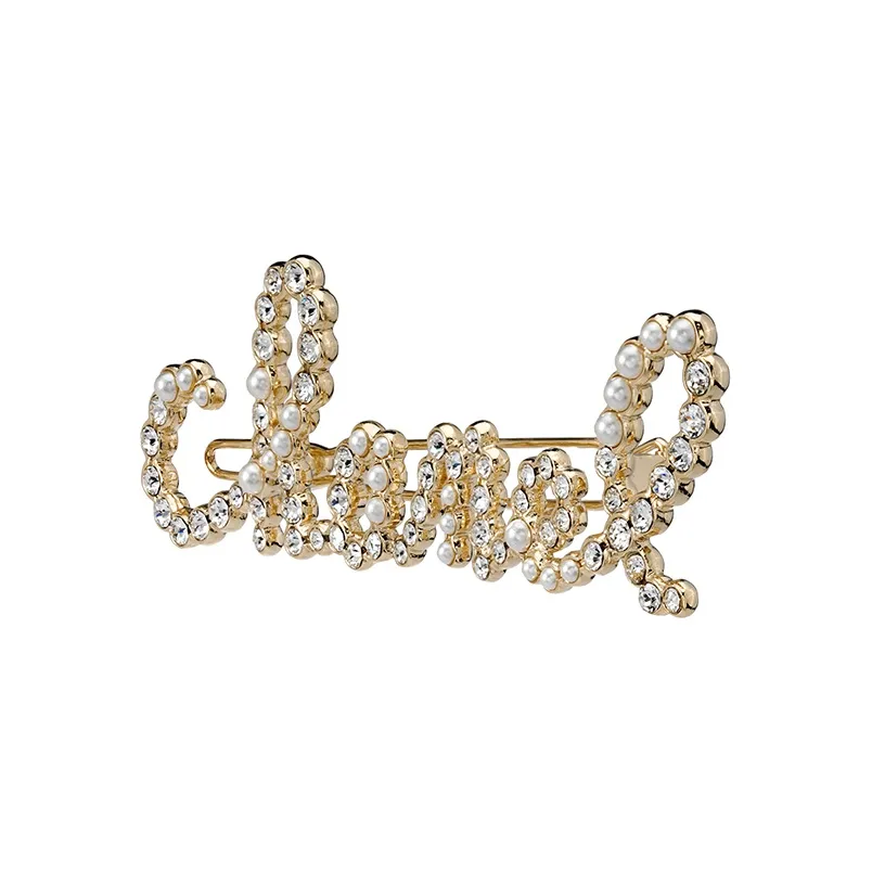 CHANEL 2021 Faux pearl Logo lettering Hair Barrette