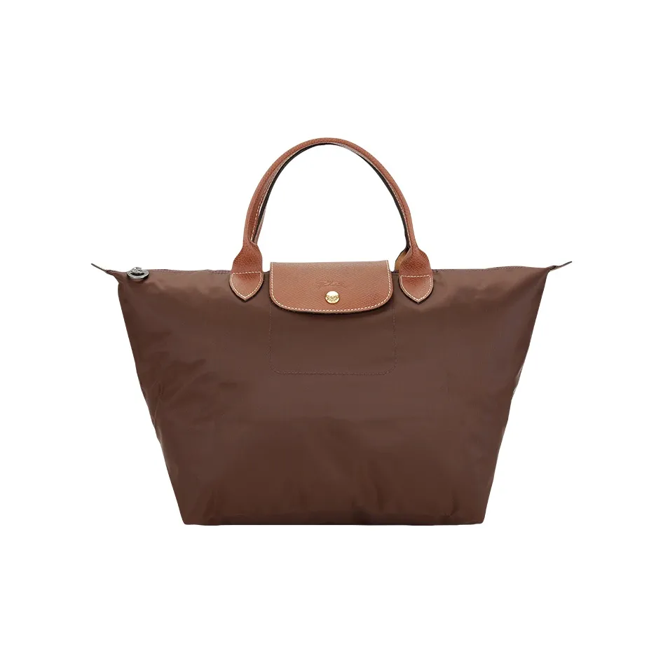 LONGCHAMP Le Pliage Polyamide Canvas With Leather Trim Dumpling Bag Handbag Medium Size Women's Ebony