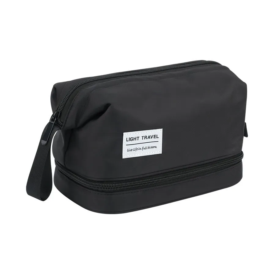 Elsvet Nylon Storage Bag Makeup Bag Toiletry Bag Large Size Unisex White Black