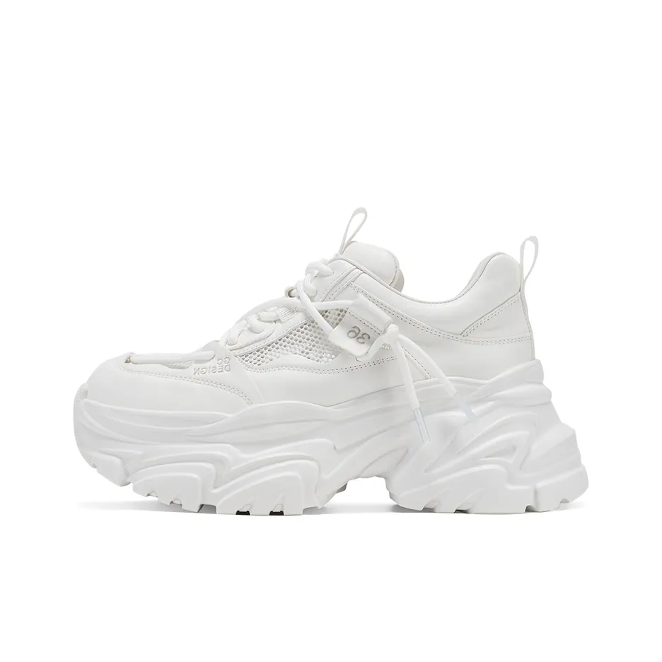 GG CC Casual Shoes Low Top Fashion Platform Versatile Chunky Sneakers Women's White