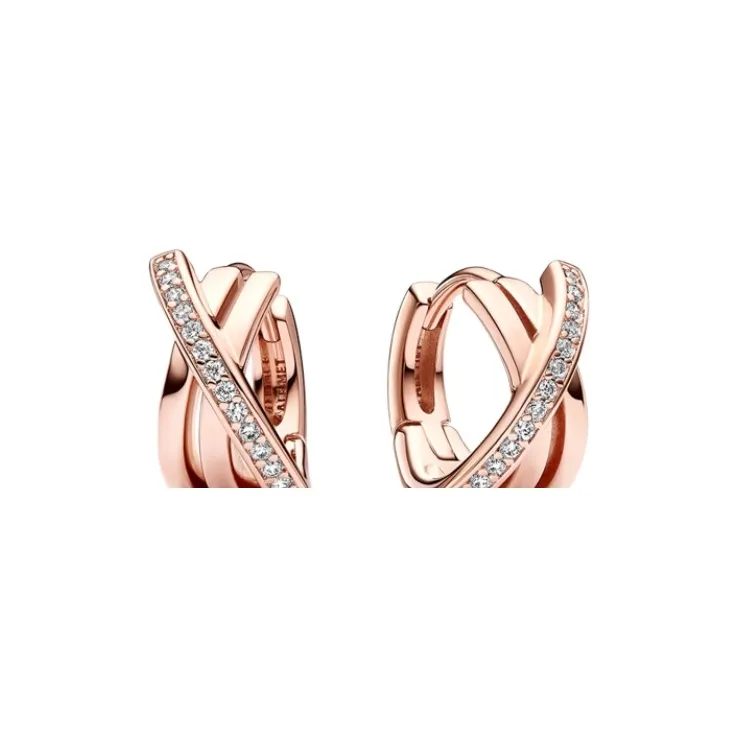 Pandora Gold Plated Copper Silver Alloy Synthetic Cubic Zirconia Earrings Women's Gold