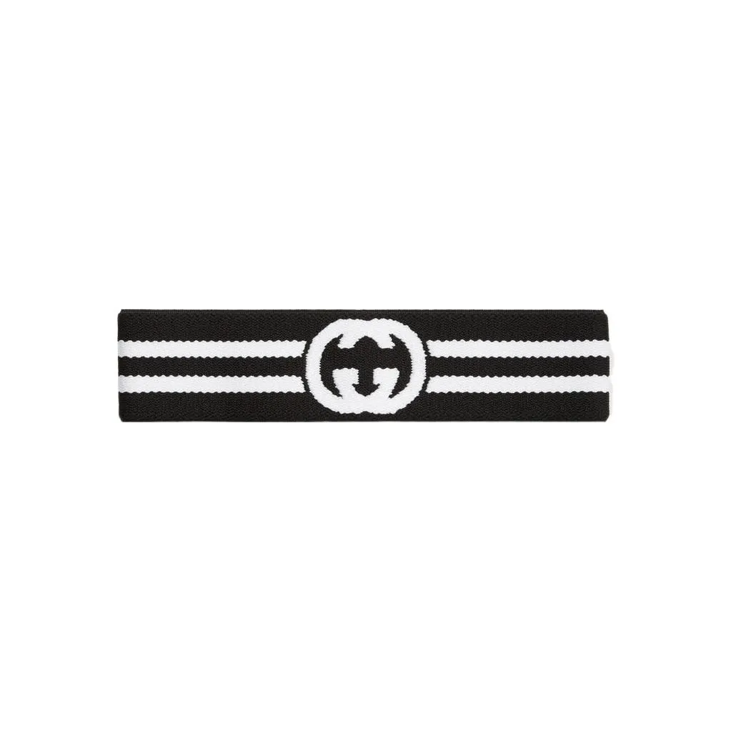 GUCCI Interlocking Hair Bands Women's Black And Ivory White
