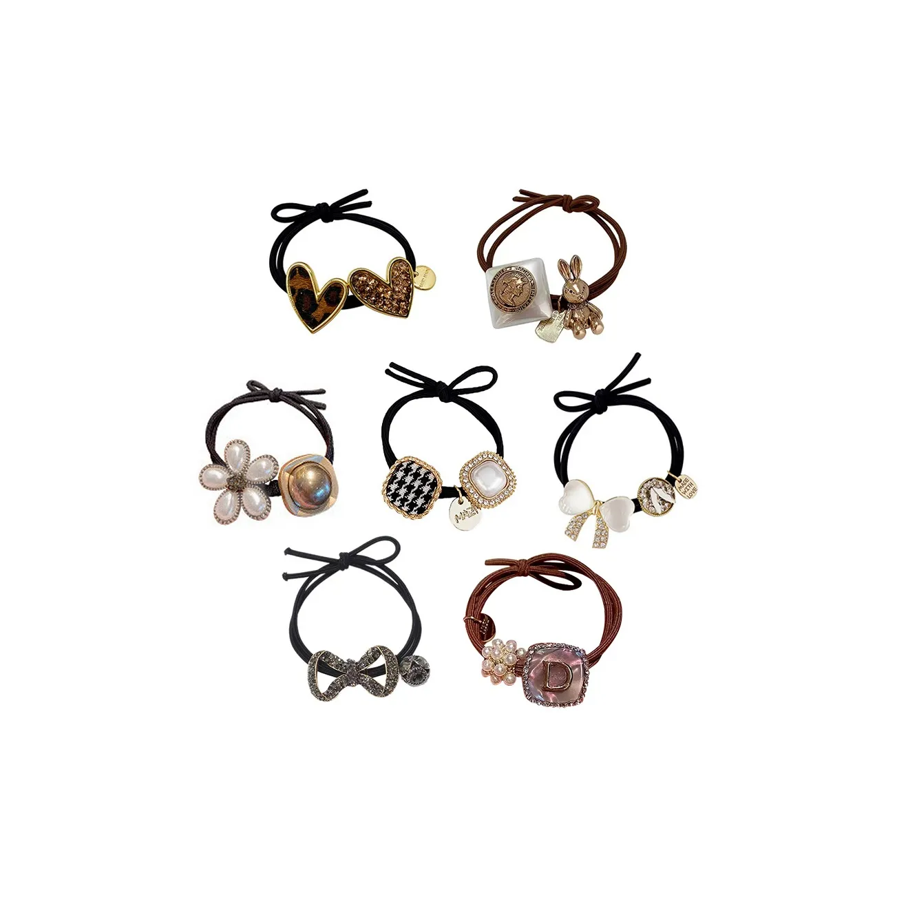 SENDME Резиновые Bands, Сплавы, Комбинированный Кубический Цирконий, Имитация Опала Резинки-спирали для волос Женские