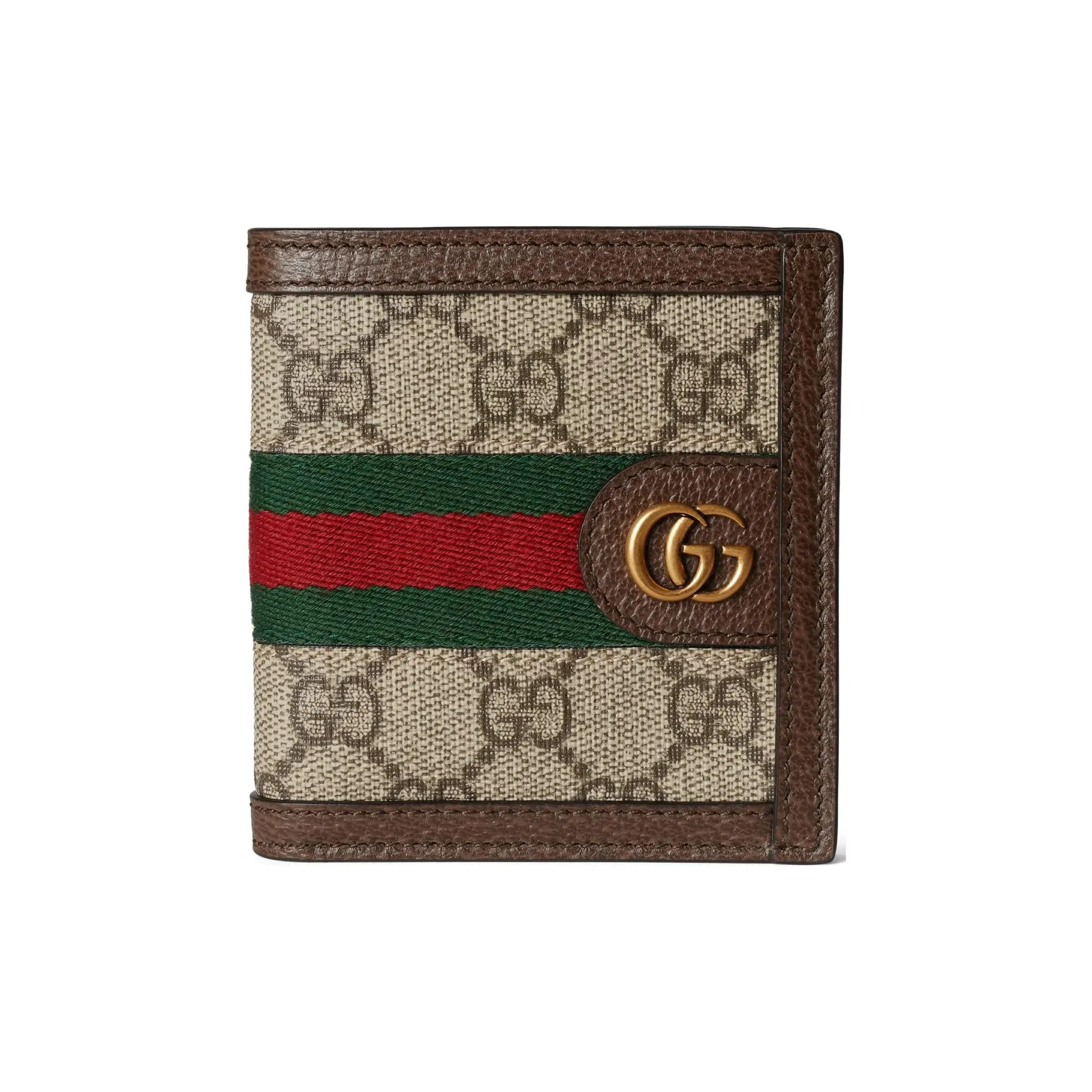 GUCCI Ophidia Canvas With Leather Binding Wallet Men's Beige & Ebony
