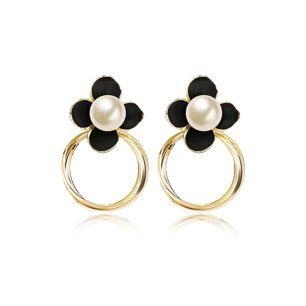 Sanpowa Alloy Shell Pearl Women's Earrings