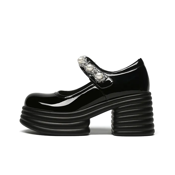 Daphne Грубый каблук Туфли Мэри Джейн 8 см Женские