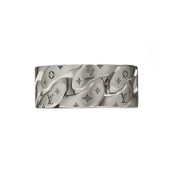 LOUIS VUITTON Palladium Plated Brass Rings Men's Silver