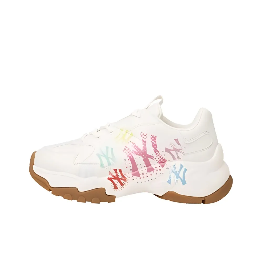 MLB Big Ball Chunky Graffiti Противоскользящий Устойчивый к истиранию Легкий Низкий Топ Кроссовки с Толстой Подошвой Унисекс Белый Коричневый